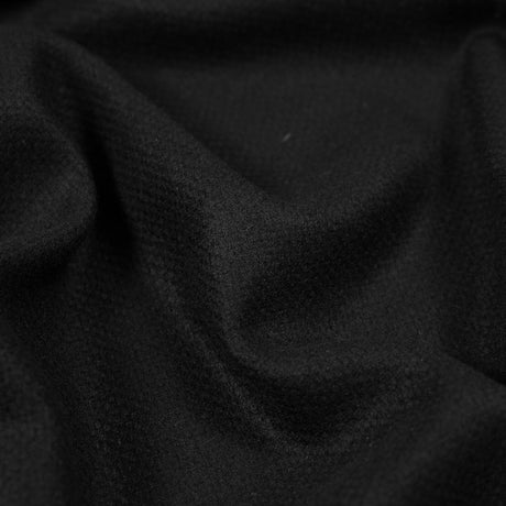 Black Basketwoven Wool and Cashmere Coating