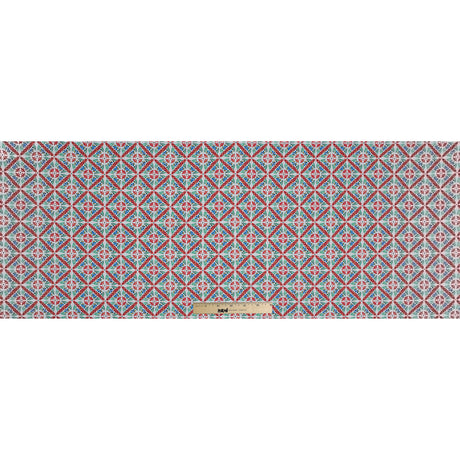 Orange, Green and Blue Diamond Floral Printed Stretch Twill Cotton