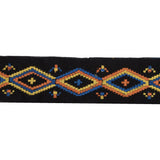 Black Woven Trim with a Multicolor Embroirdered Design - 2"