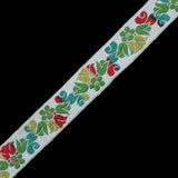 White, Green and Red Ombre Floral Jacquard Ribbon - 1"