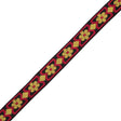 Red, Yellow and Black Floral German Jacquard Ribbon - 1"