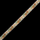 Yellow, Beige and Green Floral German Jacquard Ribbon - 0.75"