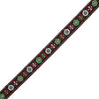 Green and Red Floral German Jacquard Ribbon - 0.75"