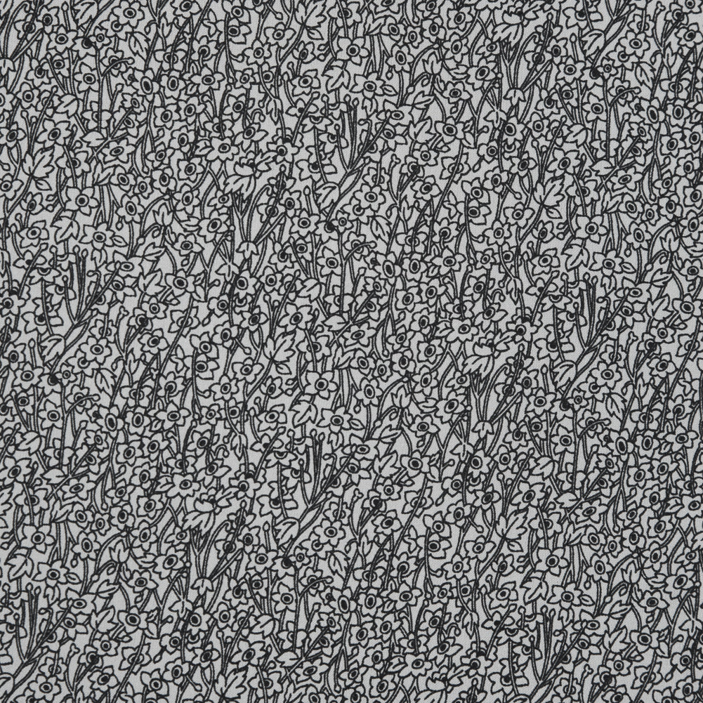 Black and White Minute Floral Polyester Lining