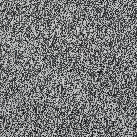 Black and White Minute Floral Polyester Lining