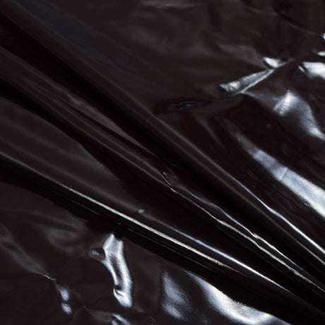 Faux Patent Leather with Black Knit Backing - Fudge