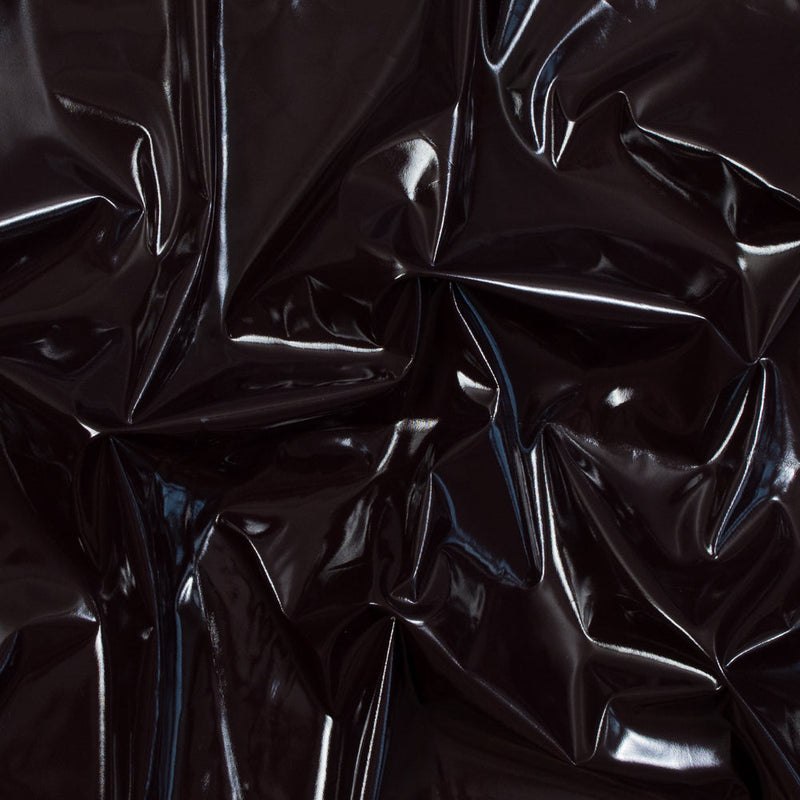 Faux Patent Leather with Black Knit Backing - Fudge