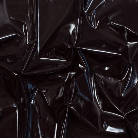 Faux Patent Leather with Black Knit Backing - Fudge