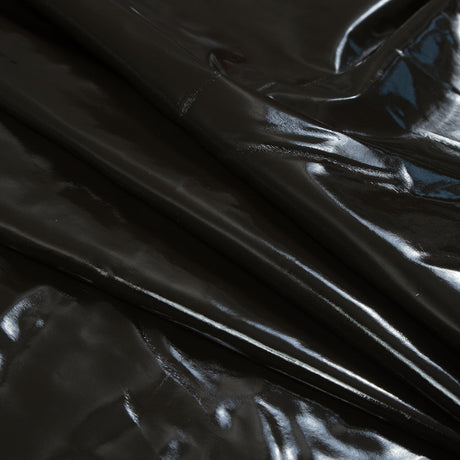 Faux Patent Leather with Black Knit Backing - Dark Olive