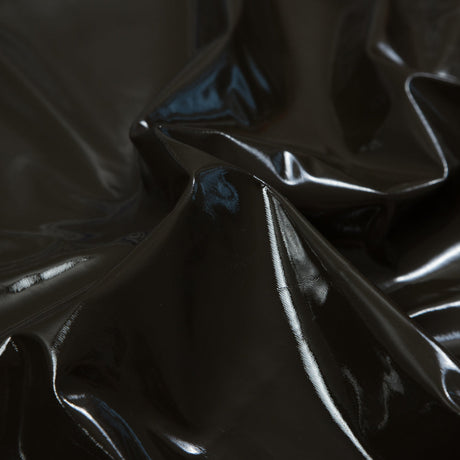 Faux Patent Leather with Black Knit Backing - Dark Olive