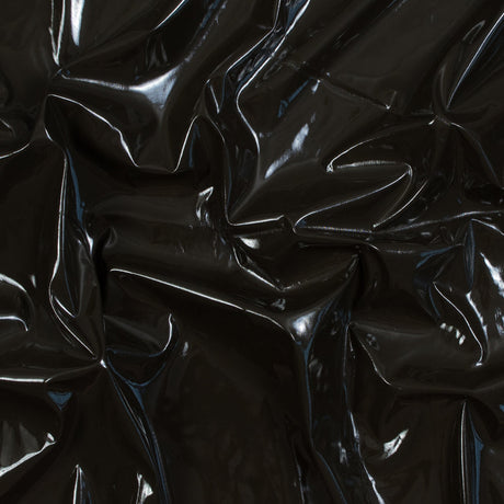 Faux Patent Leather with Black Knit Backing - Dark Olive