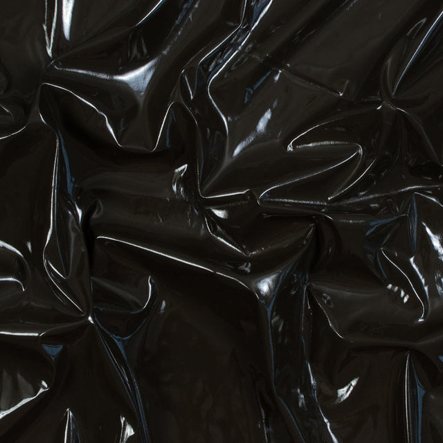 Faux Patent Leather with Black Knit Backing - Dark Olive