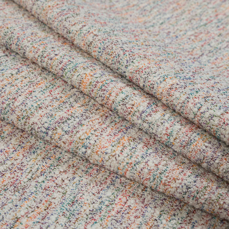 Multicolor and Ivory Crepe-Back Boucled Cotton Tweed