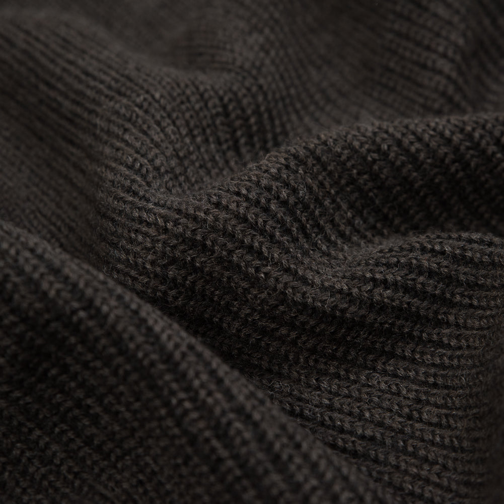 Brown Wool Ribbed Knit with Black Scuba Backing