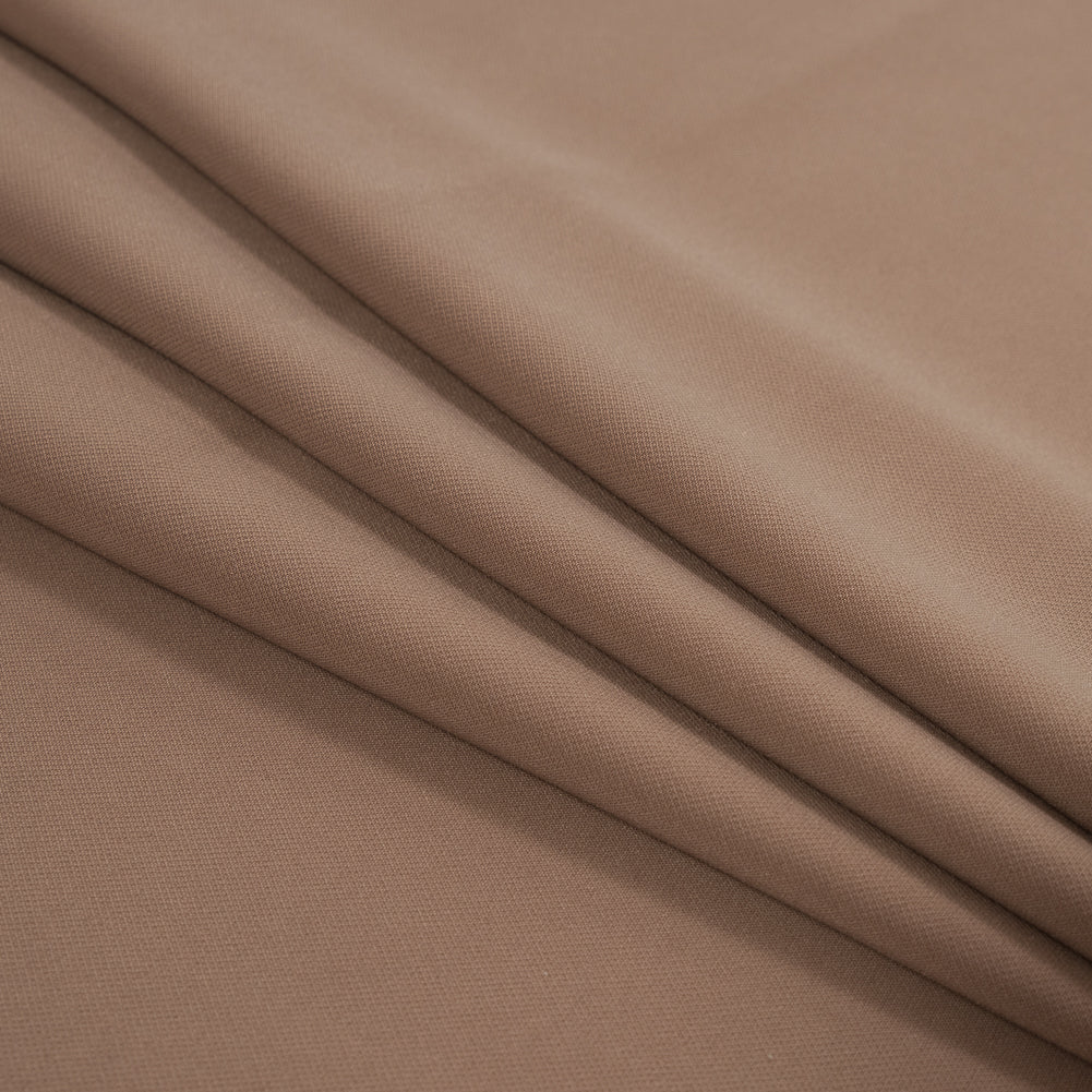 Italian Dark Beige Stretch Polyester Crepe