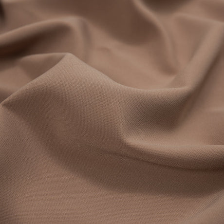 Italian Dark Beige Stretch Polyester Crepe