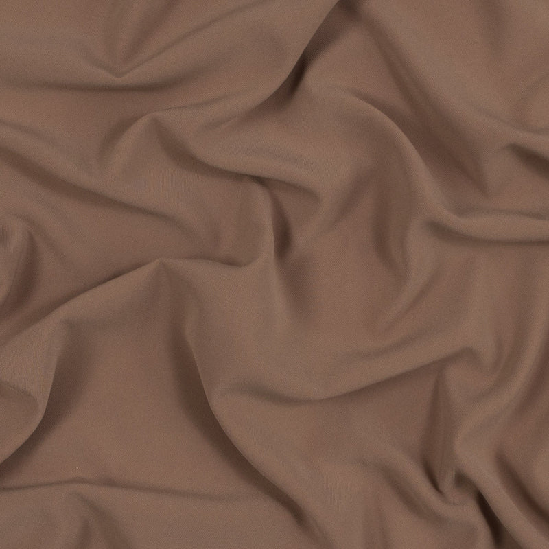 Italian Dark Beige Stretch Polyester Crepe