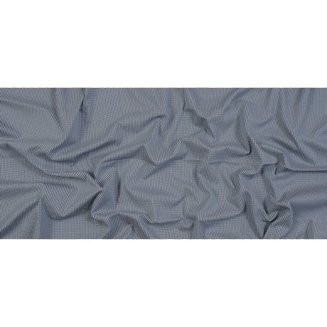 Navy and White Houndstooth Stretch Cotton Woven