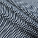 Navy and White Houndstooth Stretch Cotton Woven
