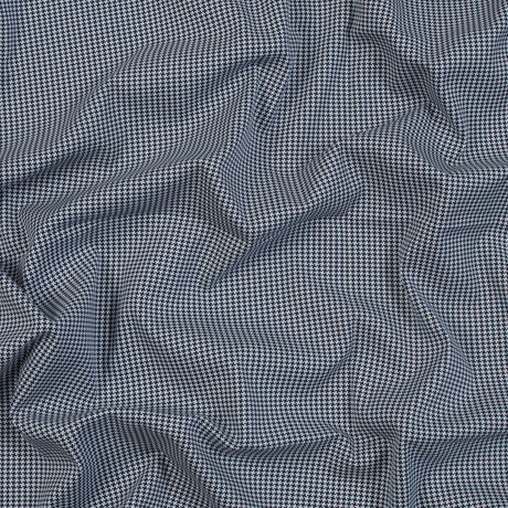 Navy and White Houndstooth Stretch Cotton Woven