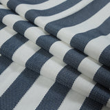 Navy and White Awning Striped Cotton and Acetate Tweed