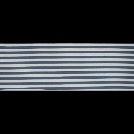 Navy and White Awning Striped Cotton and Acetate Tweed