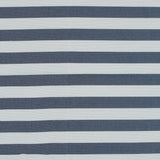 Navy and White Awning Striped Cotton and Acetate Tweed