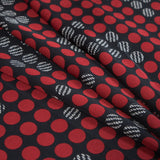 Black, Red and White Circle Printed Polyester Lining