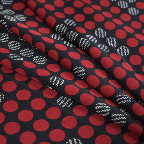 Black, Red and White Circle Printed Polyester Lining
