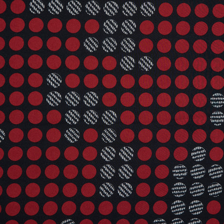 Black, Red and White Circle Printed Polyester Lining