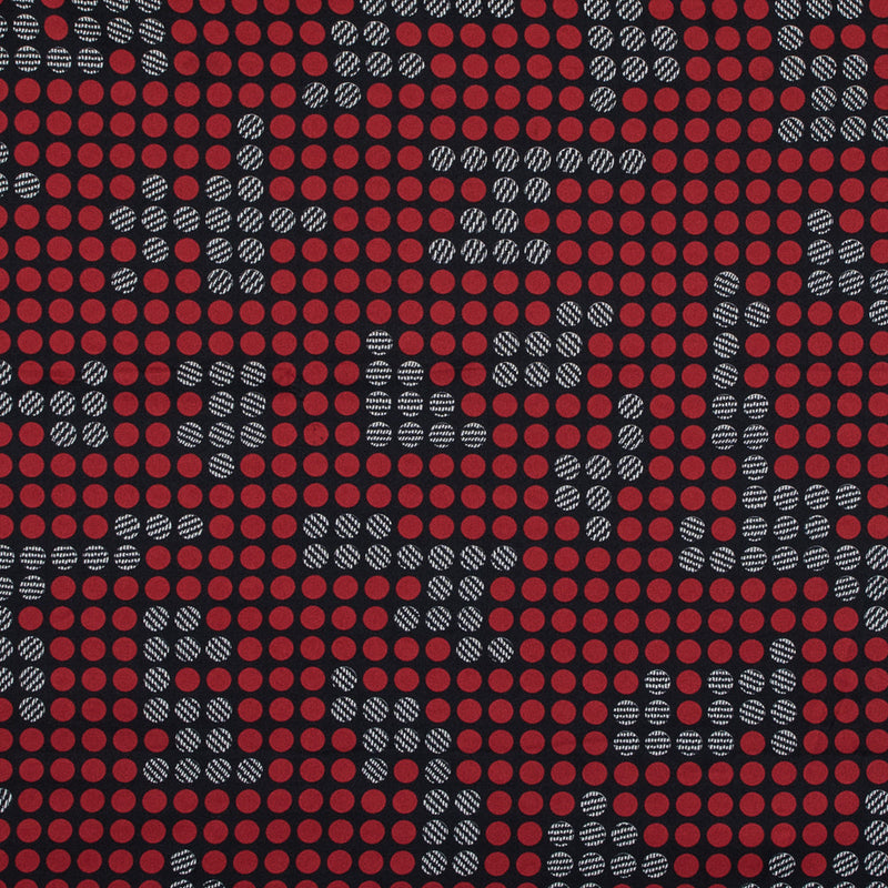 Black, Red and White Circle Printed Polyester Lining