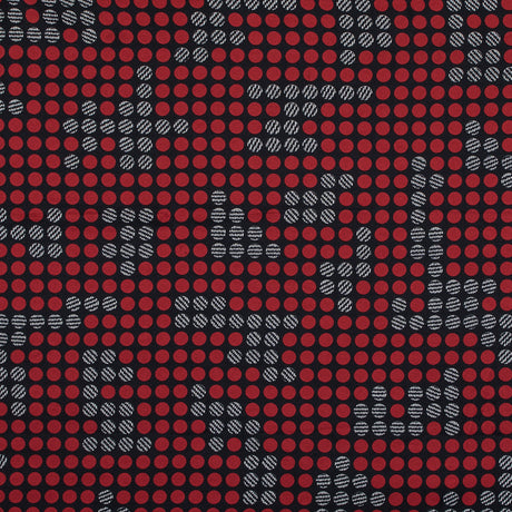 Black, Red and White Circle Printed Polyester Lining