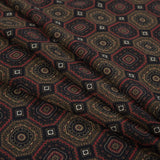 Olive and Red Geometric Polyester Chiffon