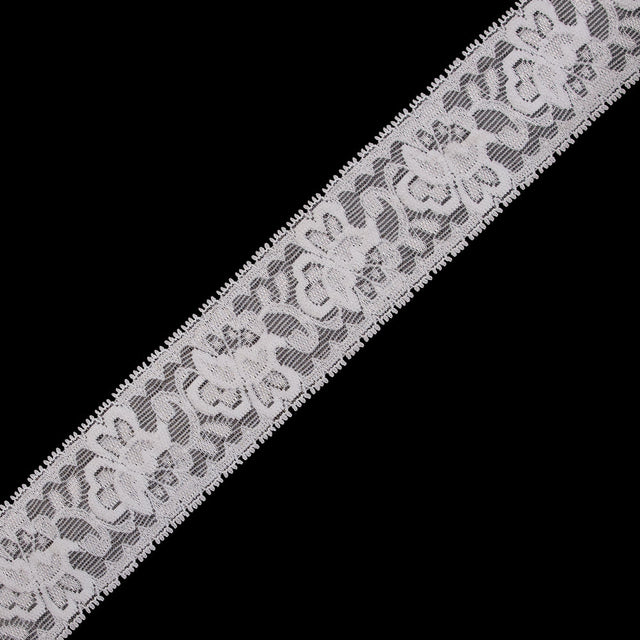 Off-White Stretch Lace Trim - 2.625"