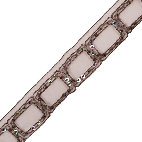 Brown Oragnza Beaded Trim - 1.25"