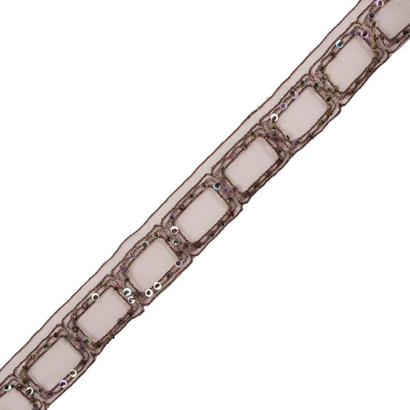 Brown Oragnza Beaded Trim - 1.25"