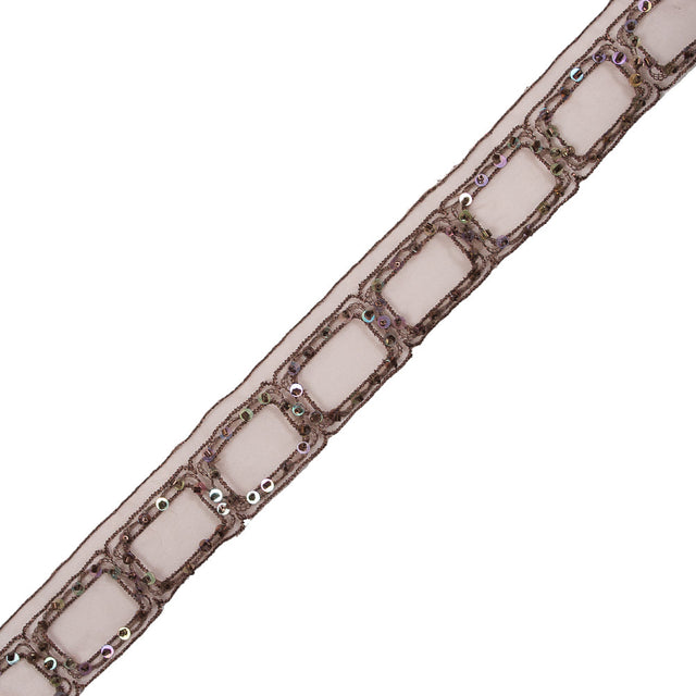 Brown Oragnza Beaded Trim - 1.25"