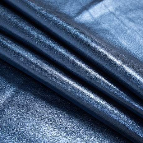 Medium Metallic Blue Foil Lamb Leather