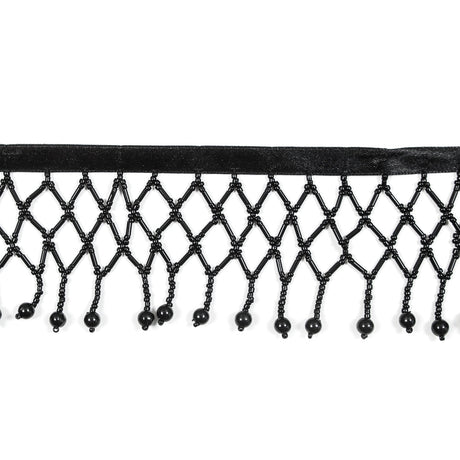 Black Beaded Fringe Trim - 2.5"