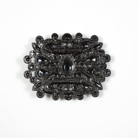 Gunmetal and Blue Fancy Metal Applique - 3" x 4"