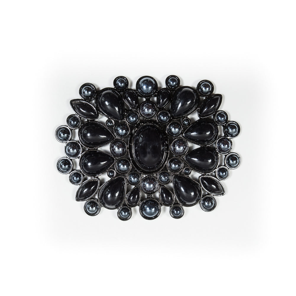 Gunmetal and Blue Fancy Metal Applique - 3" x 4"