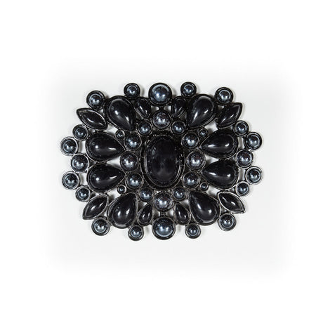 Gunmetal and Blue Fancy Metal Applique - 3" x 4"