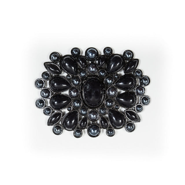 Gunmetal and Blue Fancy Metal Applique - 3" x 4"