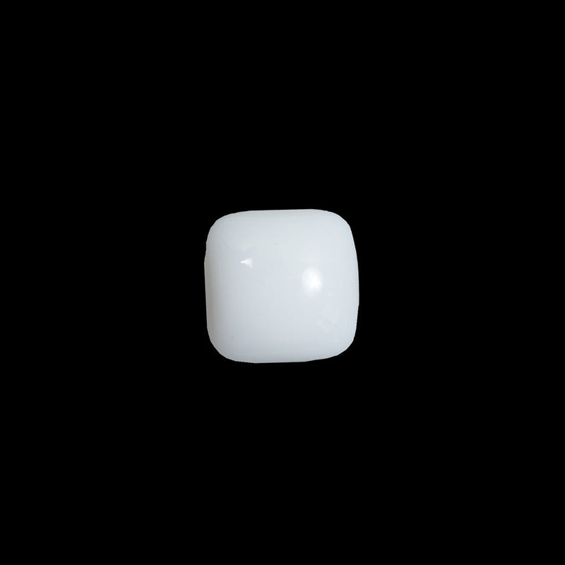 Glossy White Square Shank Back Button - 24L/15mm