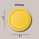 24 Count Paper Dessert Plates 7 Inch Orange Yellow Round Solid Color for Party and Event Use