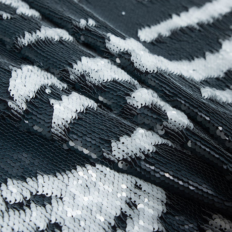 Italian Reversible Blue and White Sequins on a Navy Rayon Jersey