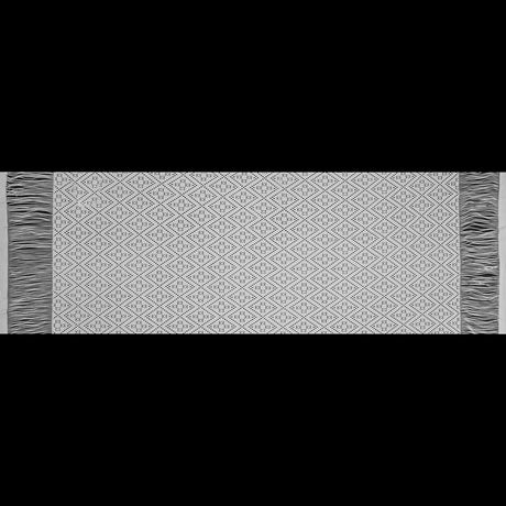 Italian White Geometric Crochet Knit with Fringe Selvages