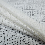 Italian White Geometric Crochet Knit with Fringe Selvages