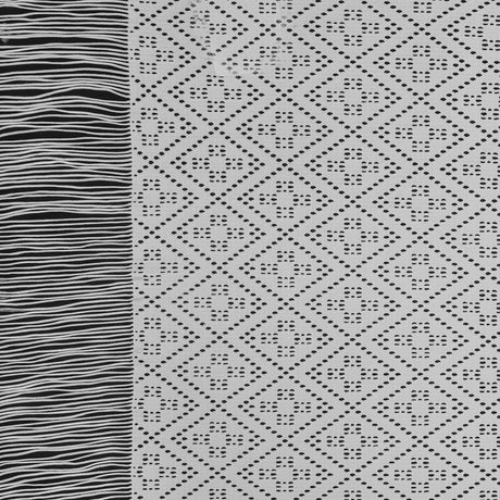 Italian White Geometric Crochet Knit with Fringe Selvages