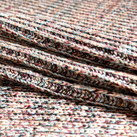 Italian Aqua, Peach and Red Chunky Wool Knit